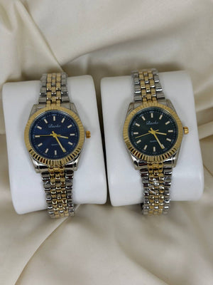ساعة دائرية ذهبي وفضي ⌚